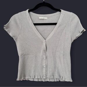 Abercrombie & Fitch dusty blue cropped cardigan